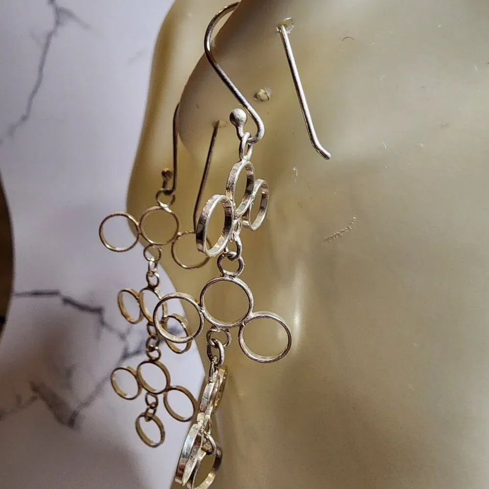 925 Silver Dangle Circle Earrings